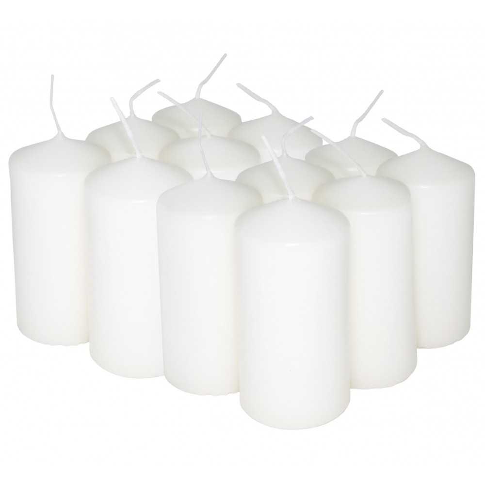 HotStar Candele Cilindriche Cera a Colonna Durata 12 Ore d45 h90 mm Colore Bianco Set di 12 Pezzi Antigoccia