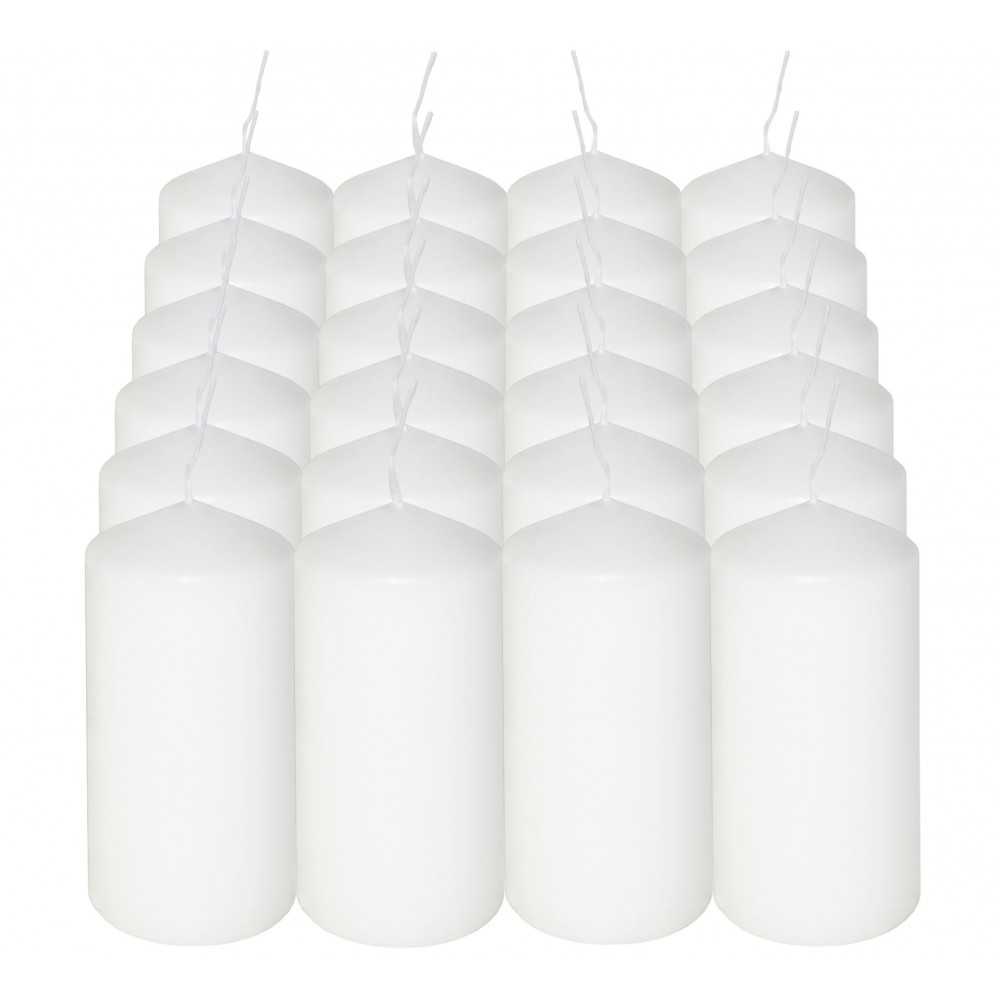 HotStar Candele Cilindriche Cera a Colonna Durata 12 Ore d45 h90 mm Colore Bianco Set di 24 Pezzi Antigoccia