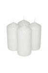 HotStar Pillar Wax Cylindrical Candles Duration 30 Hours d60 h120 mm White Color Set of 4 Pieces