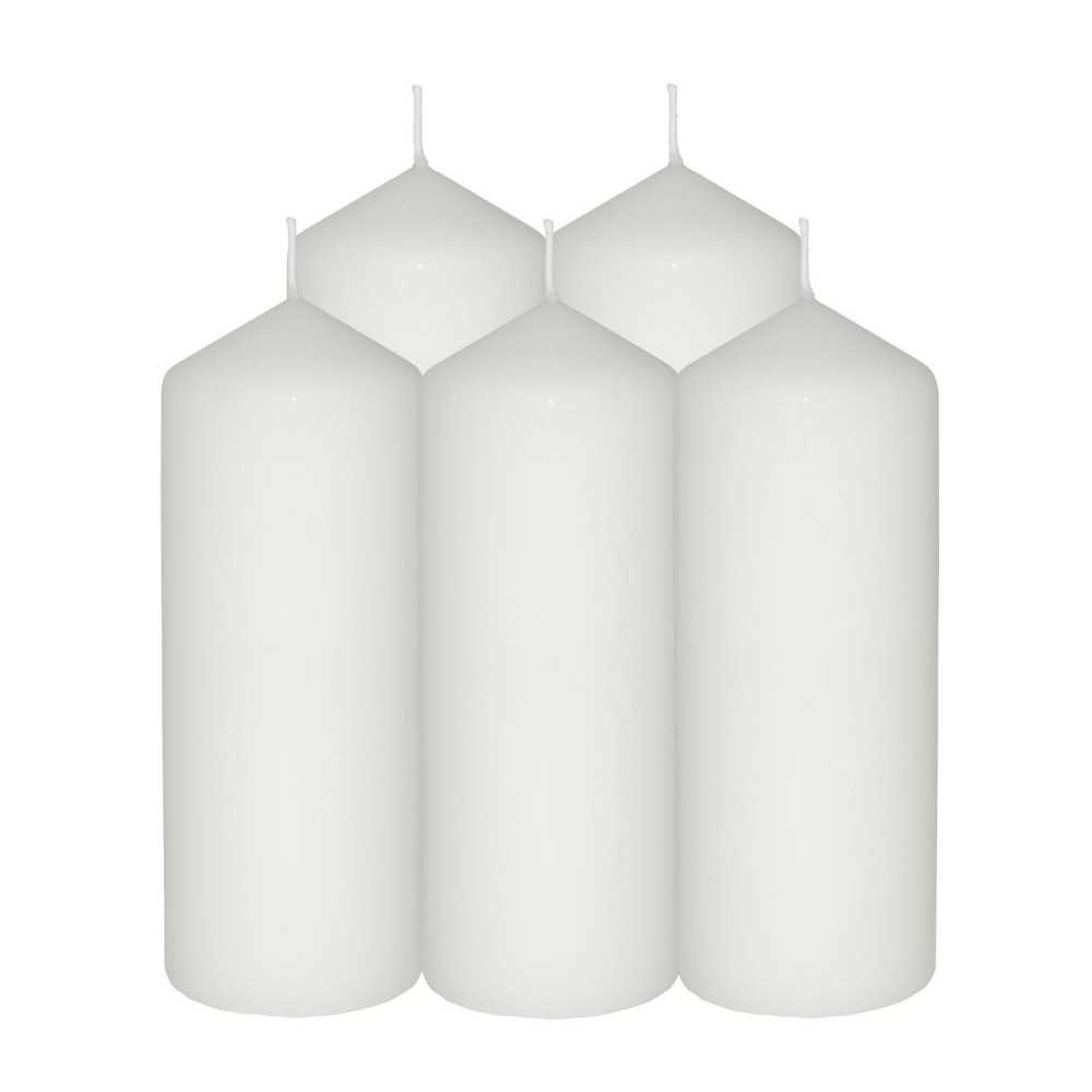 HotStar Candele Cilindriche Cera a Colonna Durata 54 Ore d60 h165 mm Colore Bianco Set di 5 Pezzi Antigoccia