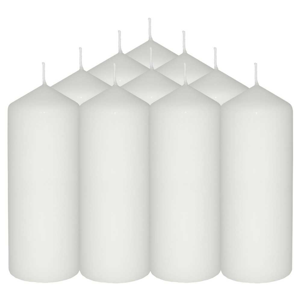 HotStar Candele Cilindriche Cera a Colonna Durata 54 Ore d60 h165 mm Colore Bianco Set di 10 Pezzi Antigoccia