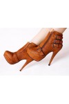 Platform ankle boots with buckles 12cm Heel/3cm Platform Brown