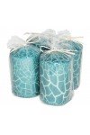 HotStar Crack Metallic Turquoise Candles Pillars 4 Pcs Burning 30 Hours 60x100 mm Unscented