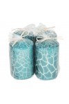 HotStar Crack Metallic Turquoise Candles Pillars 4 Pcs Burning 30 Hours 60x100 mm Unscented