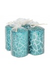 HotStar Crack Metallic Turquoise Candles Pillars 4 Pcs Burning 30 Hours 60x100 mm Unscented