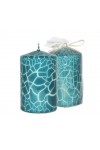 HotStar Crack Metallic Turquoise Candles Pillars 4 Pcs Burning 30 Hours 60x100 mm Unscented