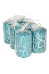 HotStar Crack Metallic Turquoise Candles Pillars 6 Pcs Burning 30 Hours 60x100 mm Unscented