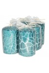 HotStar Crack Metallic Turquoise Candles Pillars 6 Pcs Burning 30 Hours 60x100 mm Unscented