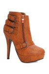 Platform ankle boots with buckles 12cm Heel/3cm Platform Brown