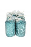 HotStar Crack Metallic Turquoise Candles Pillars 6 Pcs Burning 30 Hours 60x100 mm Unscented