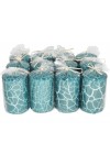 HotStar Crack Metallic Turquoise Candles Pillars 12 Pcs Burning 30 Hours 60x100 mm Unscented