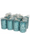 HotStar Crack Metallic Turquoise Candles Pillars 12 Pcs Burning 30 Hours 60x100 mm Unscented