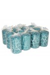 HotStar Crack Metallic Turquoise Candles Pillars 12 Pcs Burning 30 Hours 60x100 mm Unscented