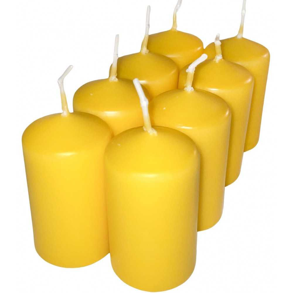 HotStar Pillar Wax Cylindrical Candles Duration 7 Hours d40 h70 mm YELLOW Color Set of 8 Pieces