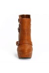 Platform ankle boots with buckles 12cm Heel/3cm Platform Brown