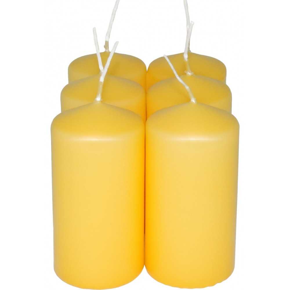 HotStar Candele Cilindriche Cera a Colonna Durata 12 Ore d45 h90 mm Colore Giallo Set di 6 Pezzi Antigoccia