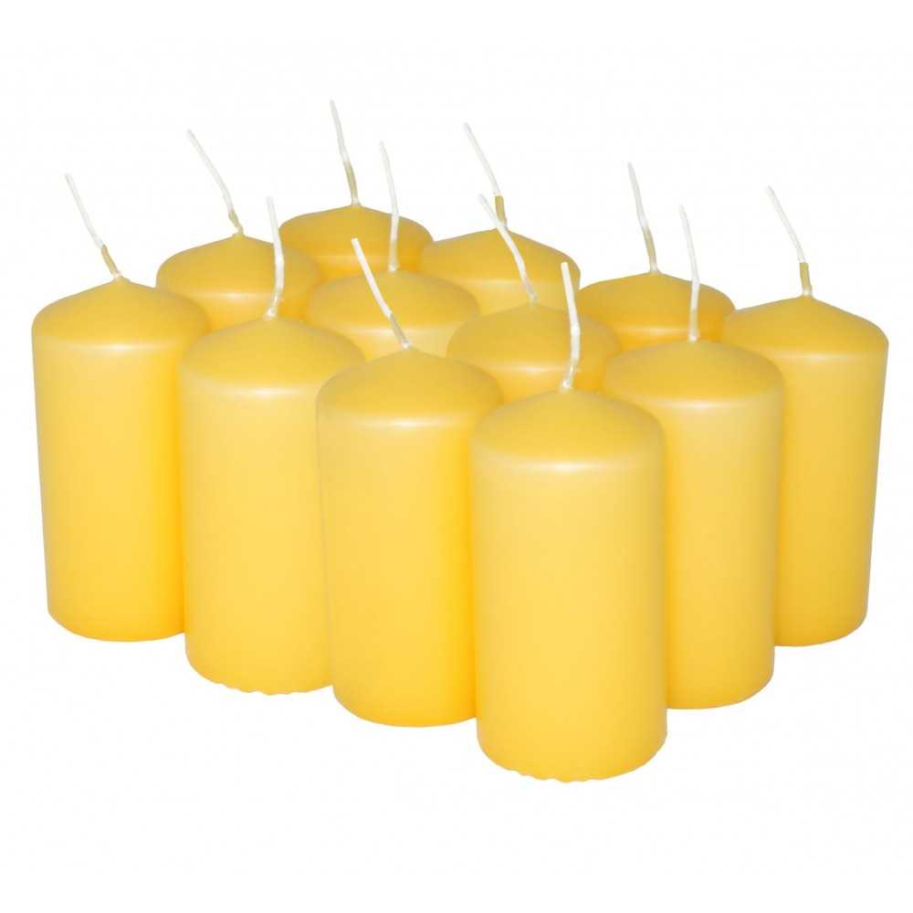 HotStar Candele Cilindriche Cera a Colonna Durata 12 Ore d45 h90 mm Colore Giallo Set di 12 Pezzi Antigoccia