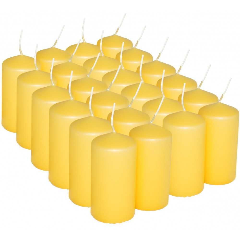 HotStar Pillar Wax Cylindrical Candles Duration 12 Hours d45 h90 mm Yellow Color Set of 24 Pieces