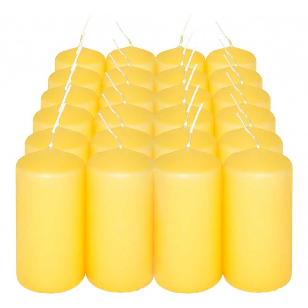 HotStar Pillar Wax Cylindrical Candles Duration 12 Hours d45 h90 mm Yellow Color Set of 24 Pieces