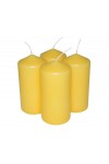 HotStar Pillar Wax Cylindrical Candles Duration 30 Hours d60 h120 mm Yellow Color Set of 4 Pieces