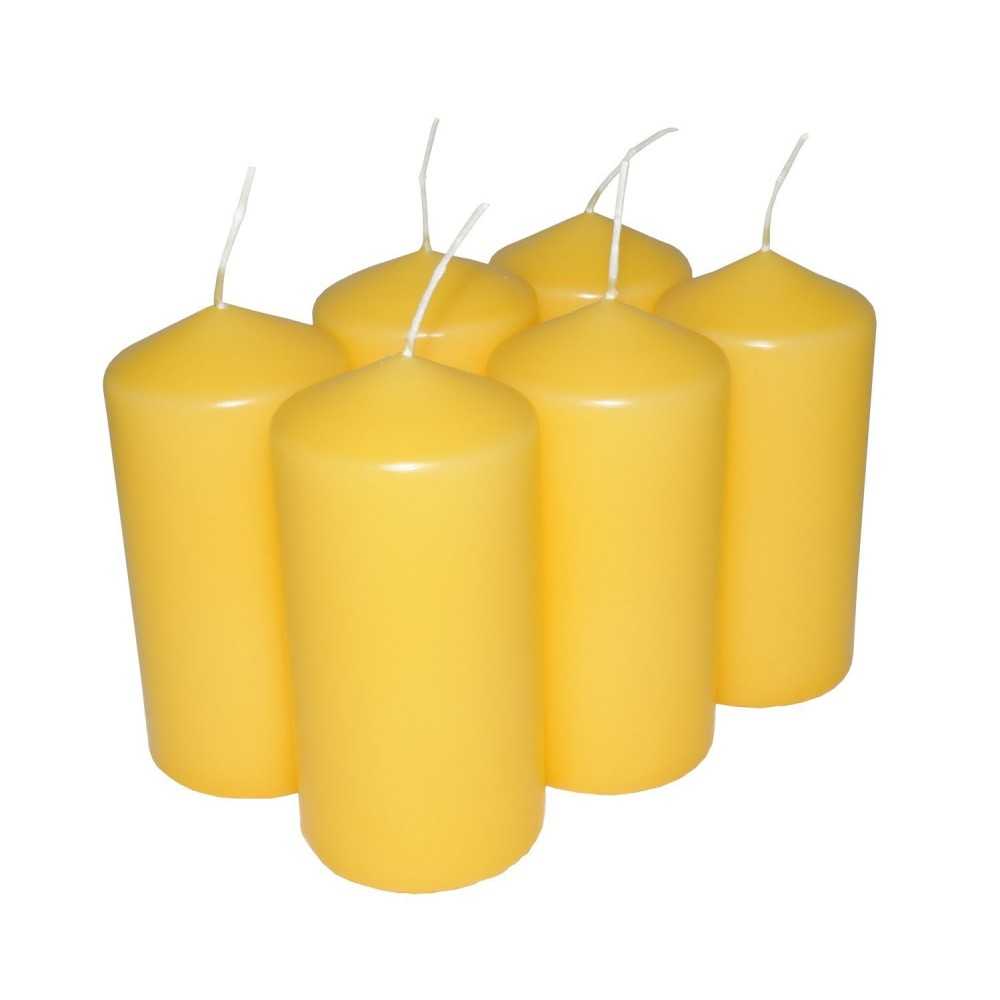 HotStar Candele Cilindriche Cera a Colonna Durata 30 Ore d60 h120 mm Colore Giallo Set di 6 Pezzi Antigoccia