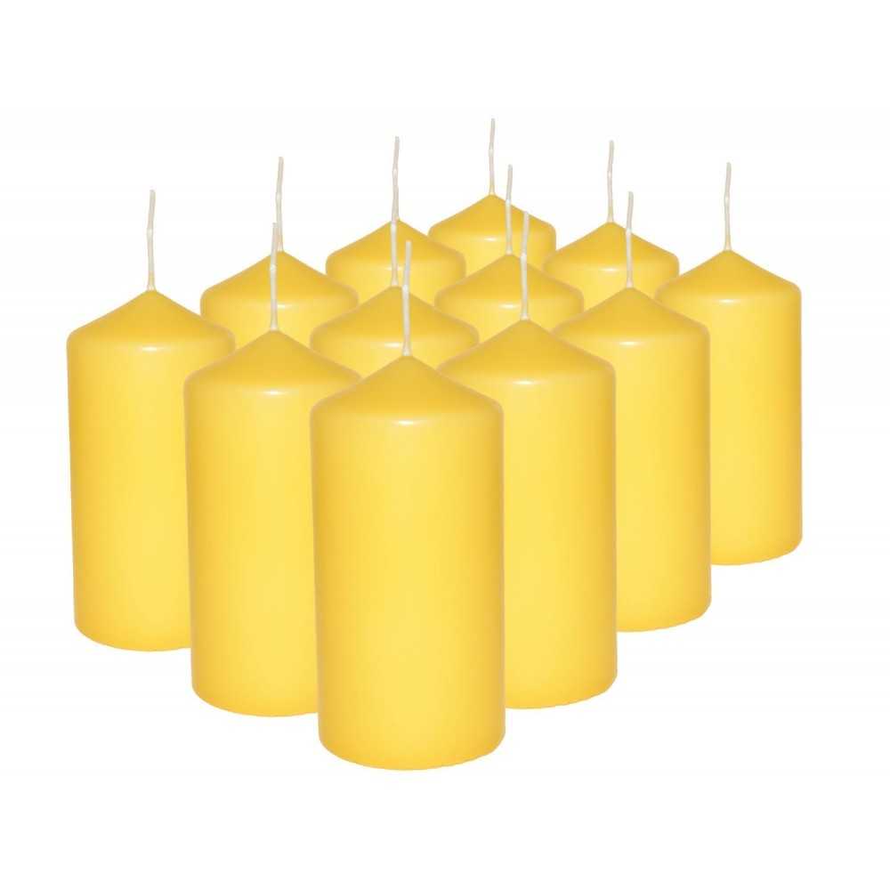 HotStar Candele Cilindriche Cera a Colonna Durata 30 Ore d60 h120 mm Colore Giallo Set di 12 Pezzi Antigoccia