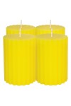 HotStar Candele Cilindriche Cera a Colonna Durata 55 Ore d75 h100 mm Colore Giallo Fluo Set di 4 Pezzi Rigati