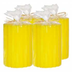 HotStar Pillar Wax Cylindrical Candles Duration 55 Hours d75 h100 mm Yellow Color Set of 4 Pieces