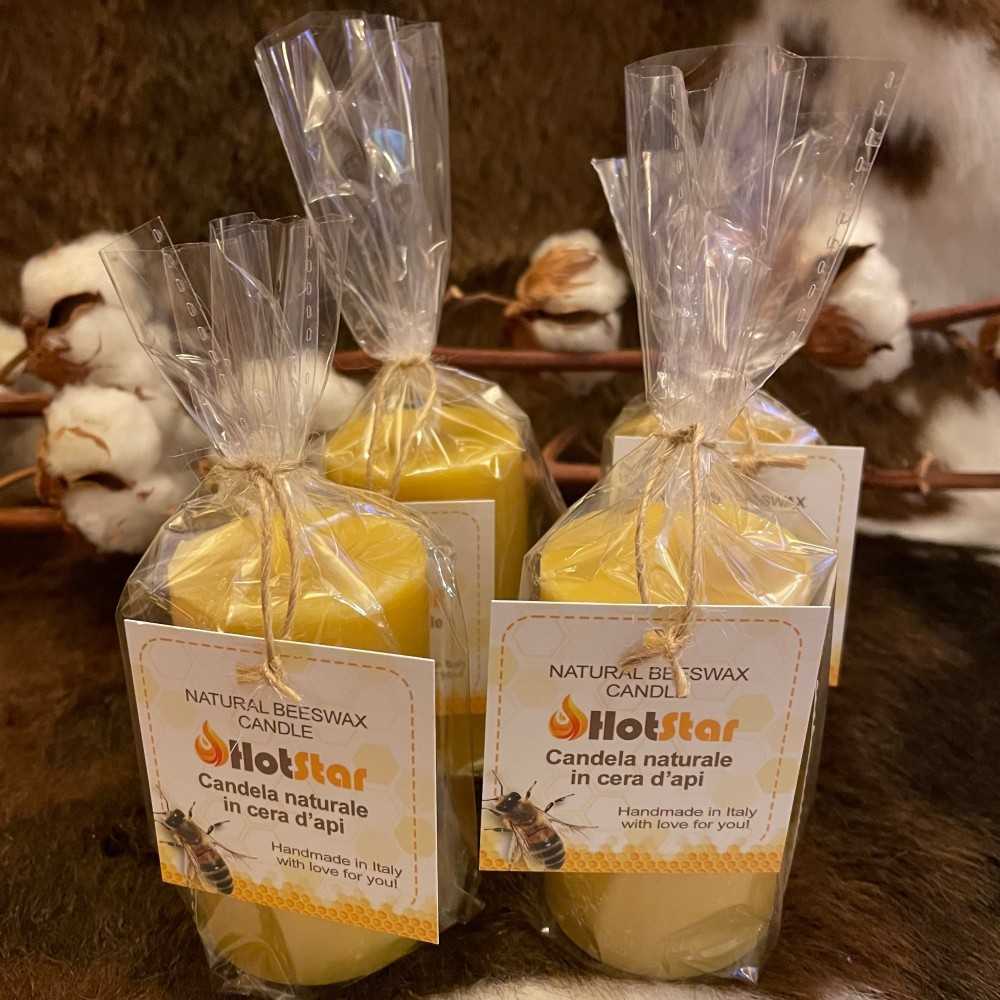 HotStar 4Pcs Candle in Pure Natural Beeswax 48x75 mm Made in Italy