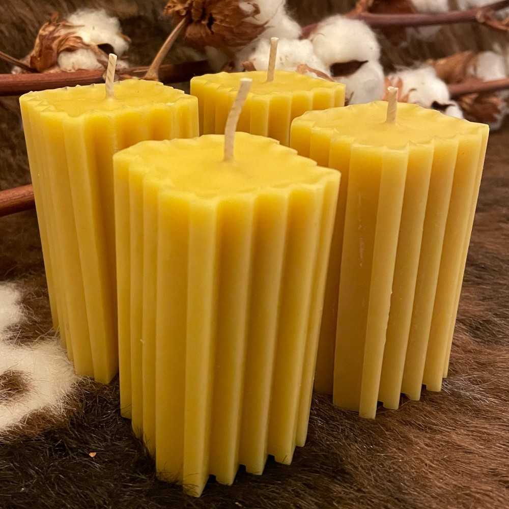 HotStar 4Pcs Candle in Pure Natural Beeswax 44x44x75h mm Made in Italy