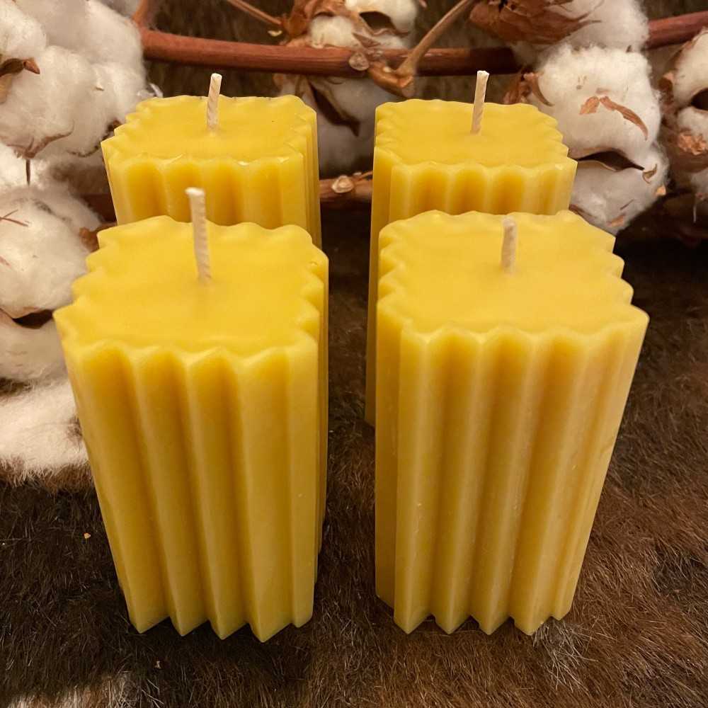 HotStar 4Pcs Candle in Pure Natural Beeswax 44x44x75h mm Made in Italy