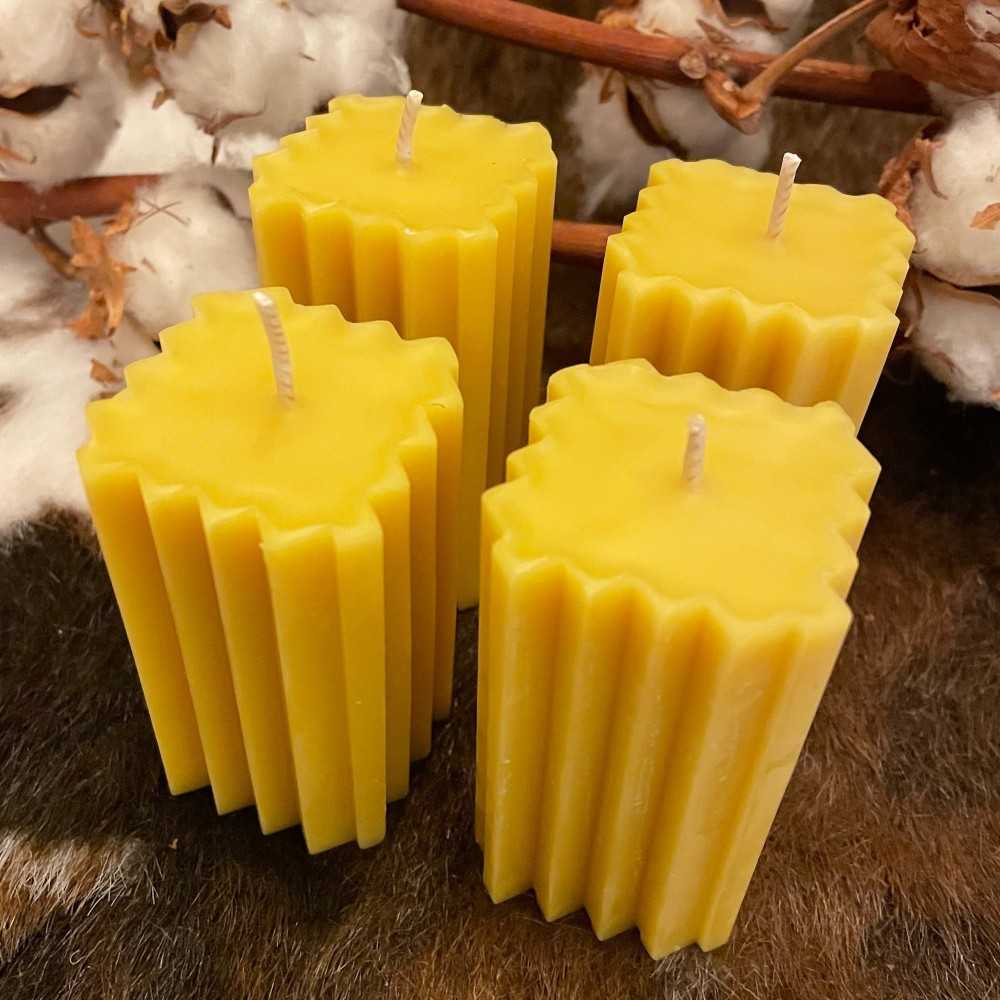 HotStar 4Pcs Candle in Pure Natural Beeswax 44x44x75h mm Made in Italy