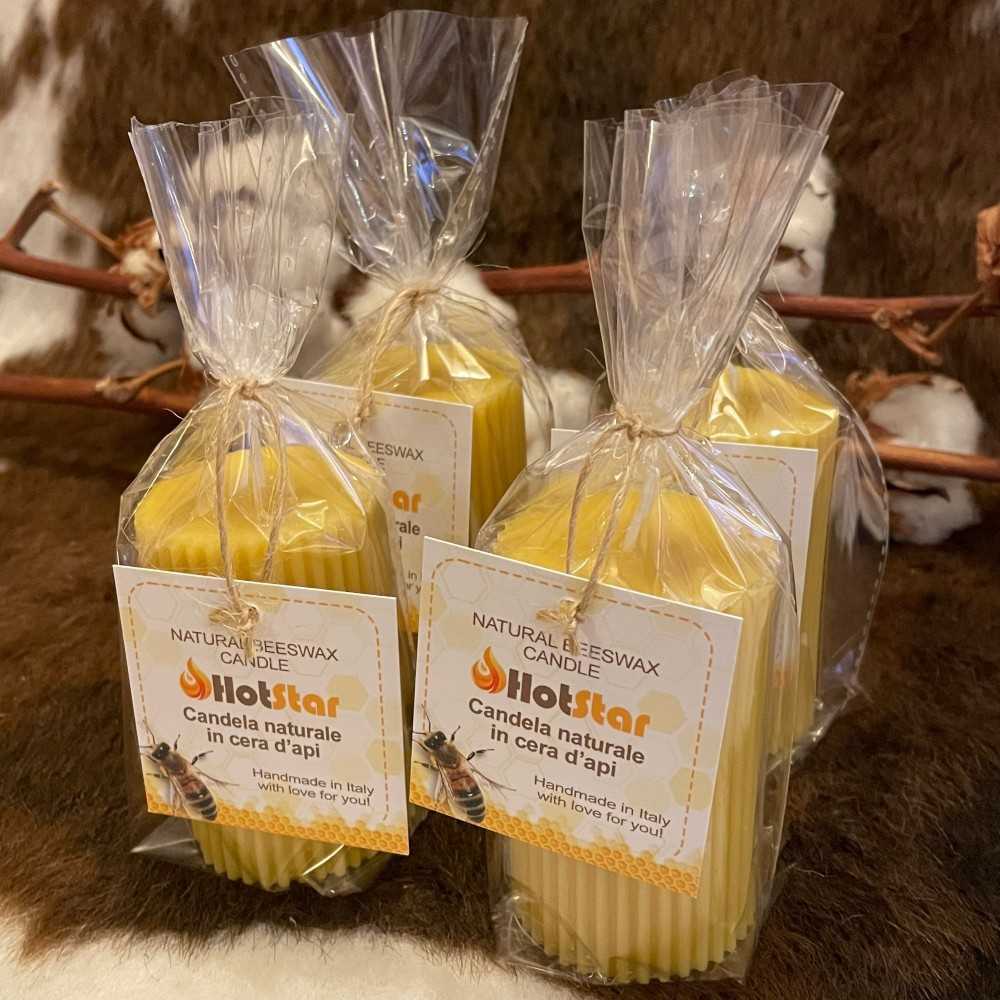 HotStar 4Pcs Candle in Pure Natural Beeswax 48x75 mm Made in Italy