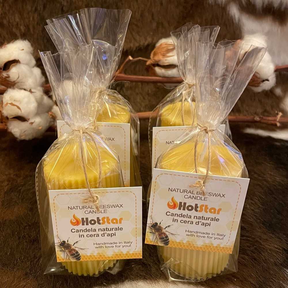 HotStar 4Pcs Candle in Pure Natural Beeswax 48x75 mm Made in Italy