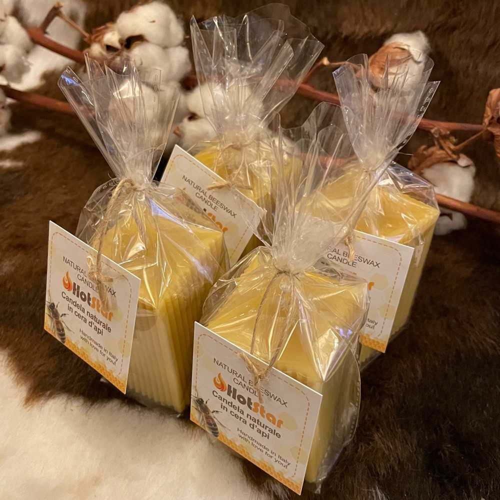 HotStar 4Pcs Candle in Pure Natural Beeswax 50x50x80h mm Made in Italy