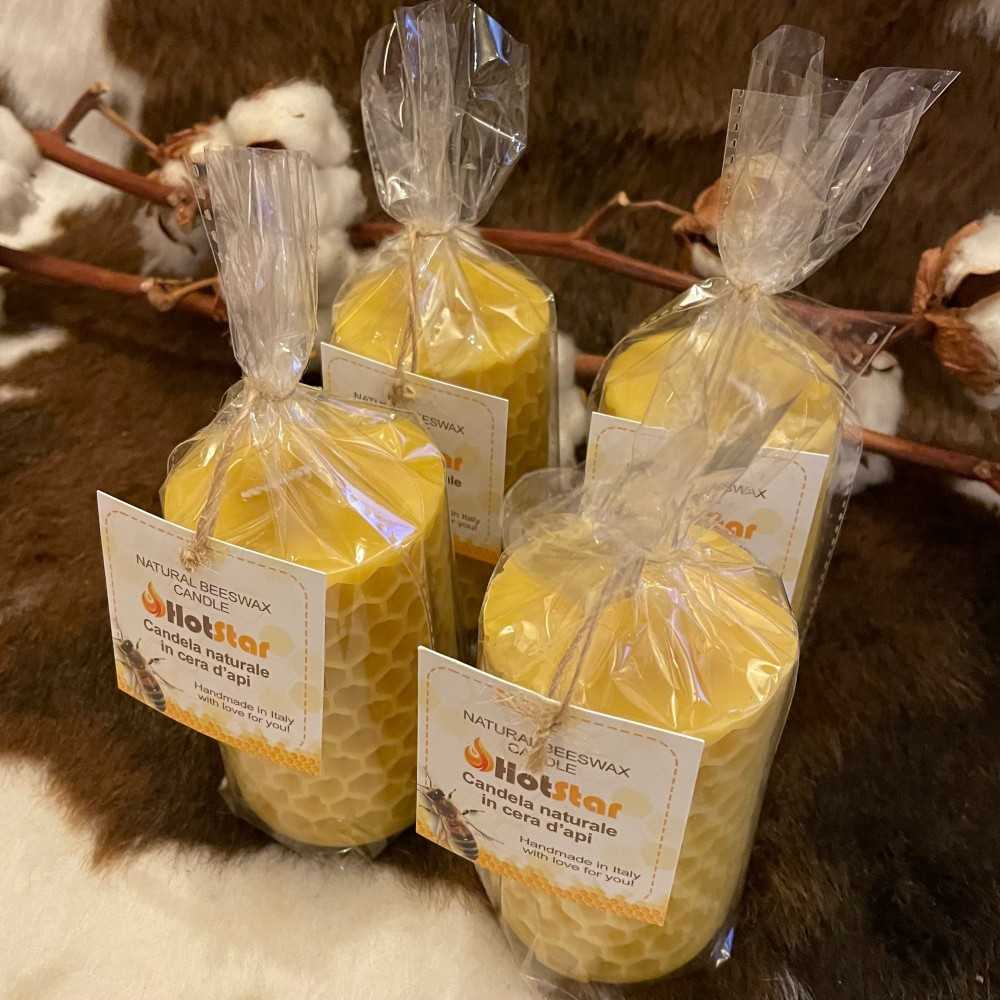 HotStar 4Pcs Candle in Pure Natural Beeswax Hive 60x100 mm Made in Italy