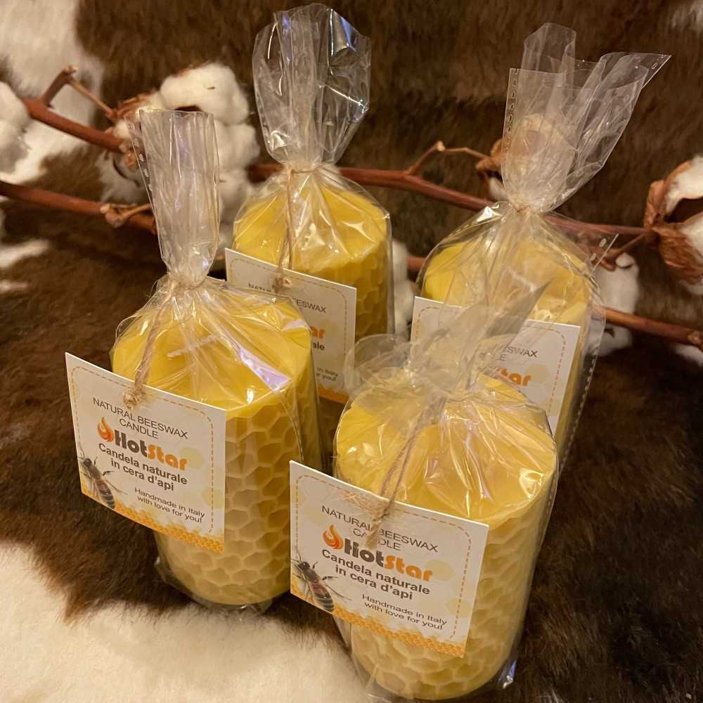 HotStar 4Pcs Candle in Pure Natural Beeswax Hive 60x100 mm Made in Italy