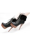 Lace up platform ankle boots with faux fur cuff 13cm Heel/3.5cm Platform Black