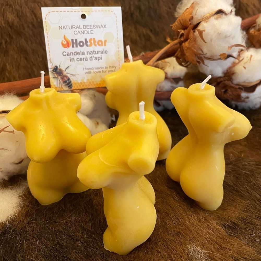 HotStar 4Pcs Candle in Pure Natural Beeswax 45x30x75h mm Woman's body Made in Italy