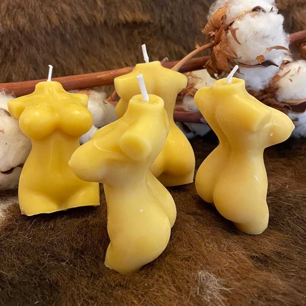 HotStar 4Pcs Candle in Pure Natural Beeswax 45x30x75h mm Woman's body Made in Italy