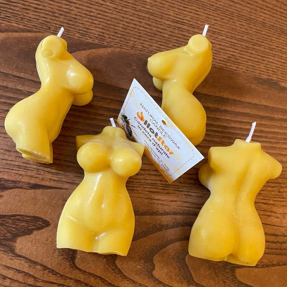 HotStar 4Pcs Candle in Pure Natural Beeswax 45x30x75h mm Woman's body Made in Italy