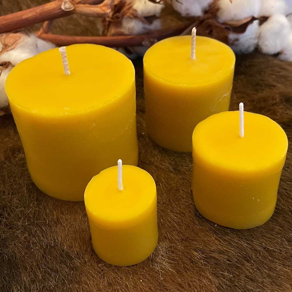 HotStar Set 4Pcs Pillar Candles in Pure Natural Beeswax 4 sizes, Made in Italy