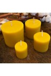 HotStar Set 4Pcs Pillar Candles in Pure Natural Beeswax 4 sizes, Made in Italy