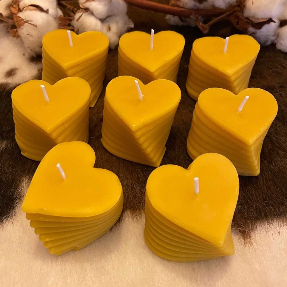 HotStar Set 8Pcs Candele Bee Heart in Pura Cera Naturale d'Api, Made in Italy