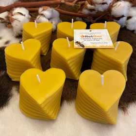 HotStar Set 8Pcs Bee Heart Candles in Pure Natural Beeswax, Made in Italy