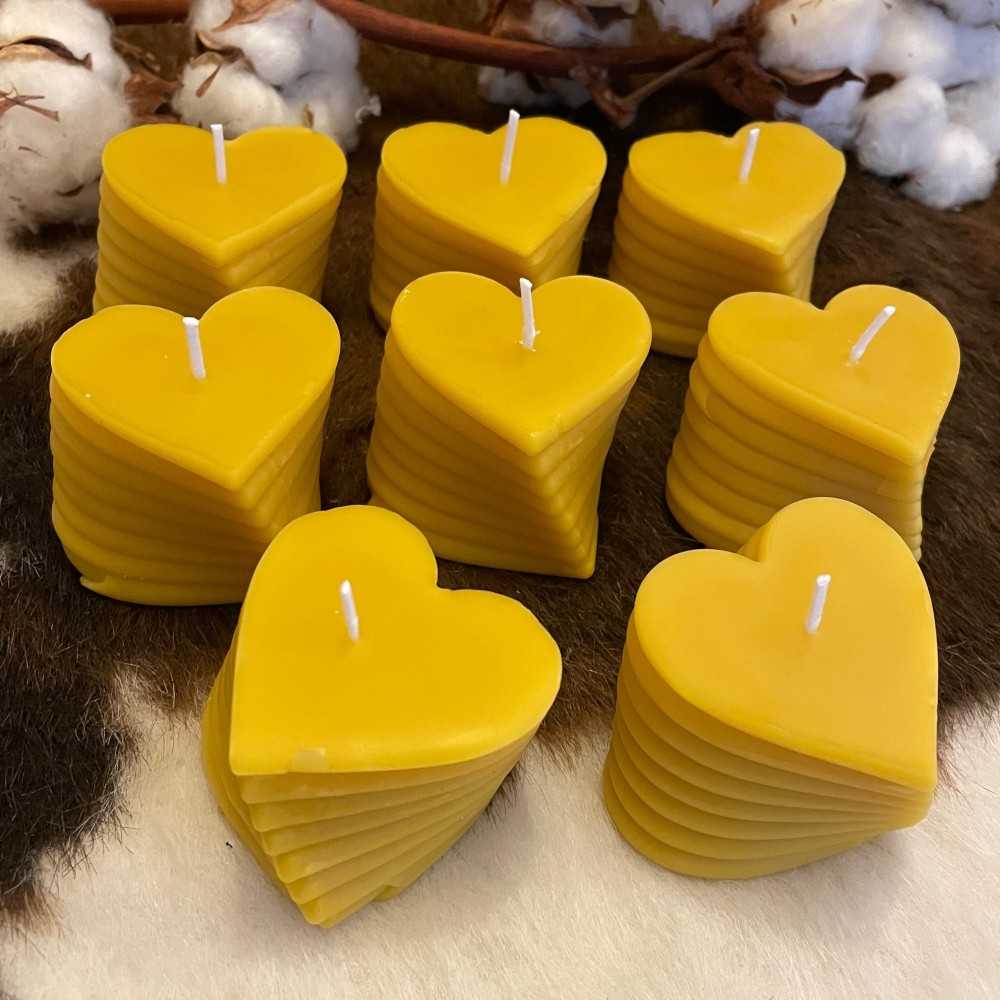 HotStar Set 8Pcs Candele Bee Heart in Pura Cera Naturale d'Api, Made in Italy