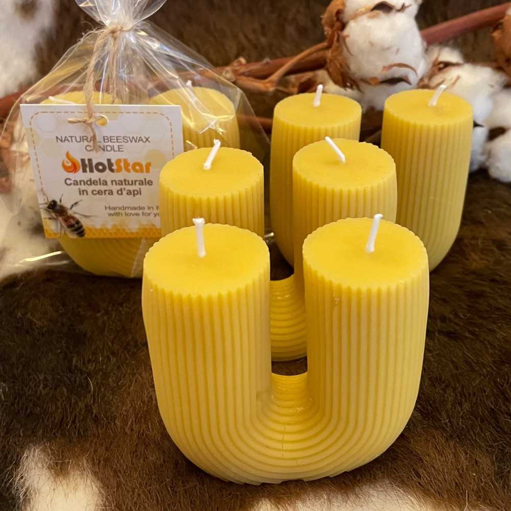 HotStar CactUs Candles 4Pcs in Pure Natural Beeswax, Made in Italy