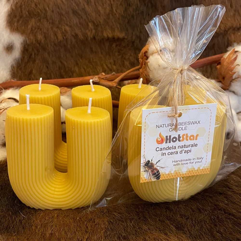 HotStar CactUs Candles 4Pcs in Pure Natural Beeswax, Made in Italy