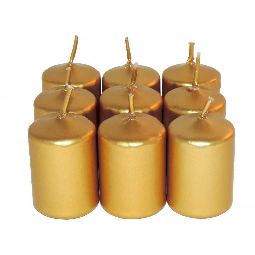 HotStar Unscented Candles Metallic Gold 9Pcs Pillar Duration 6 Hours 35x50 mm