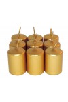 HotStar Unscented Candles Metallic Gold 9Pcs Pillar Duration 6 Hours 35x50 mm